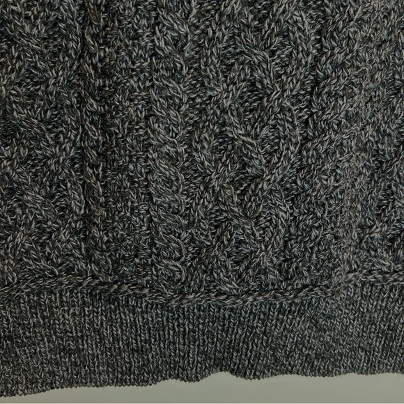 New Aran Crafts Men's Gray Merino Wool Shawl Collar Cable Knit Sweater - XXL - Picture 7 of 10